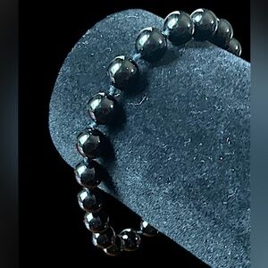Black Onyx Gemstone Hand Knotted Bead Bracelet Filigree Clasp